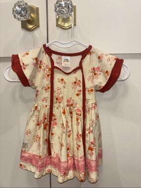 Wildflower: Cream Floral Babydoll top with Rust Trim